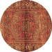 Round Machine Washable Persian Brown Traditional Rug, wshtr2867brn