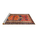 Sideview of Machine Washable Traditional Orange Brown Rug, wshtr2868