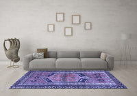 Machine Washable Persian Blue Traditional Rug, wshtr2868blu