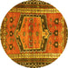 Round Machine Washable Persian Yellow Traditional Rug, wshtr2868yw