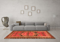 Machine Washable Persian Orange Traditional Rug, wshtr2868org