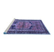 Sideview of Machine Washable Persian Blue Traditional Rug, wshtr2868blu