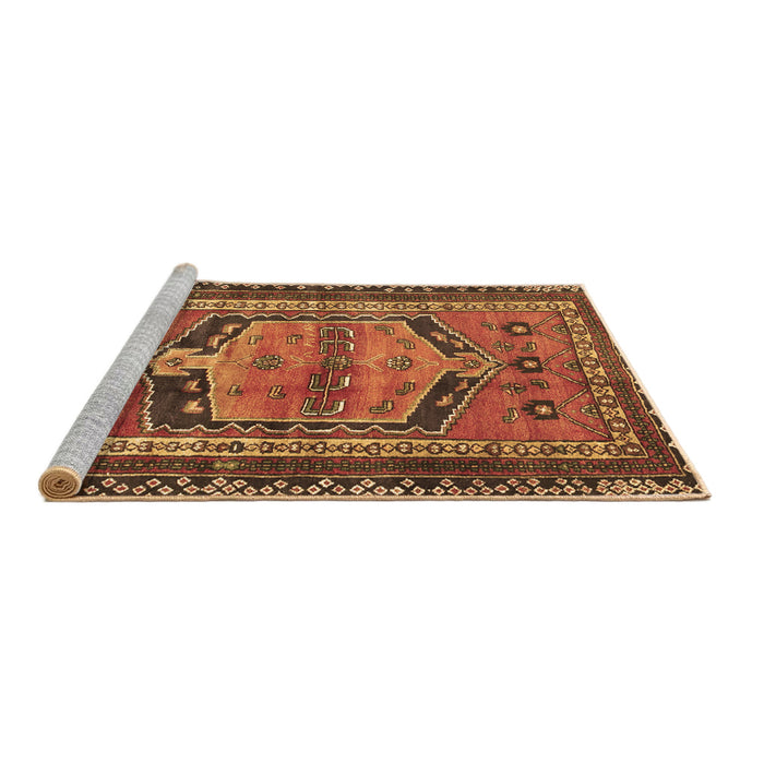 Sideview of Machine Washable Persian Brown Traditional Rug, wshtr2868brn