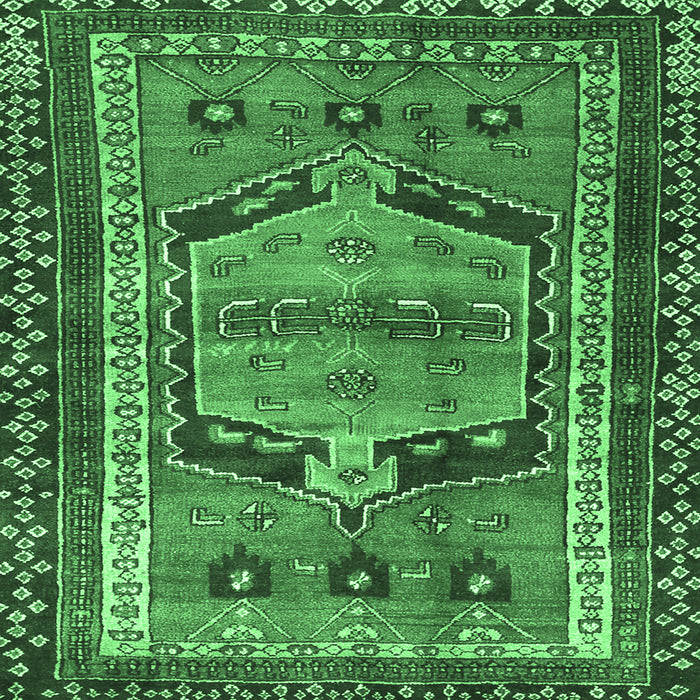 Square Machine Washable Persian Emerald Green Traditional Area Rugs, wshtr2868emgrn