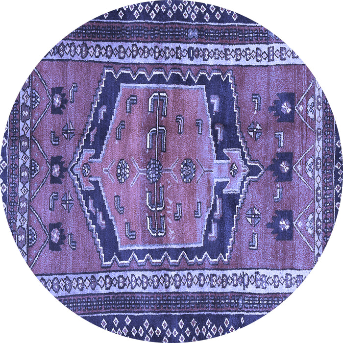 Round Machine Washable Persian Blue Traditional Rug, wshtr2868blu