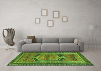 Machine Washable Persian Green Traditional Rug, wshtr2868grn