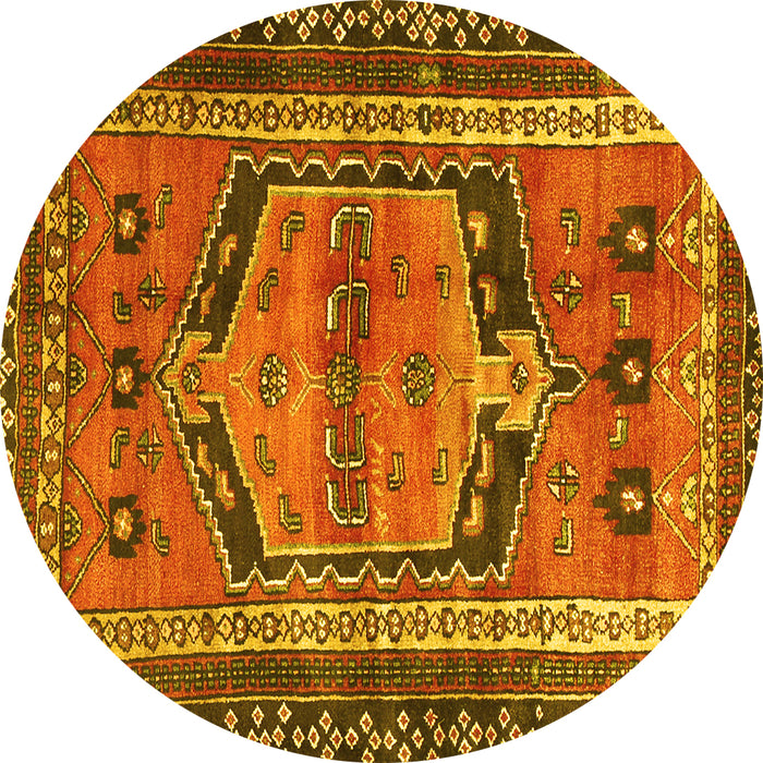 Round Persian Yellow Traditional Rug, tr2868yw