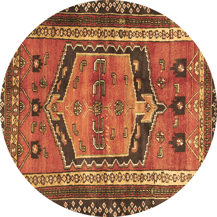 Round Machine Washable Persian Brown Traditional Rug, wshtr2868brn