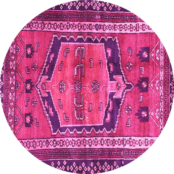 Round Machine Washable Persian Pink Traditional Rug, wshtr2868pnk