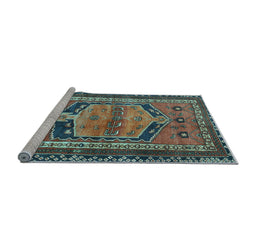 Sideview of Machine Washable Persian Light Blue Traditional Rug, wshtr2868lblu