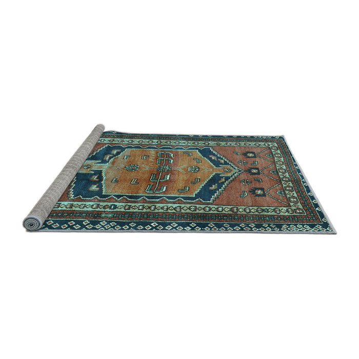 Sideview of Machine Washable Persian Light Blue Traditional Rug, wshtr2868lblu