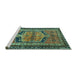 Sideview of Machine Washable Persian Turquoise Traditional Area Rugs, wshtr2868turq