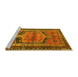 Sideview of Machine Washable Persian Yellow Traditional Rug, wshtr2868yw