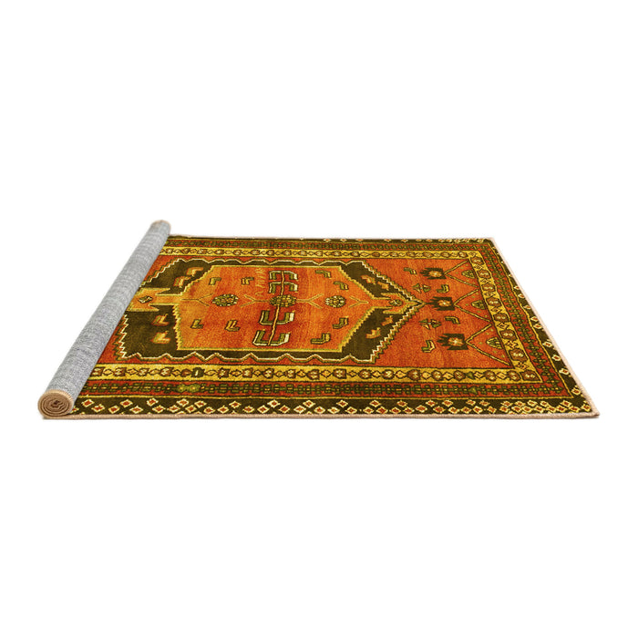 Sideview of Machine Washable Persian Yellow Traditional Rug, wshtr2868yw