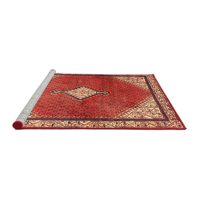 Sideview of Machine Washable Traditional Red Rug, wshtr2869