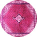 Round Medallion Pink Traditional Rug, tr2869pnk