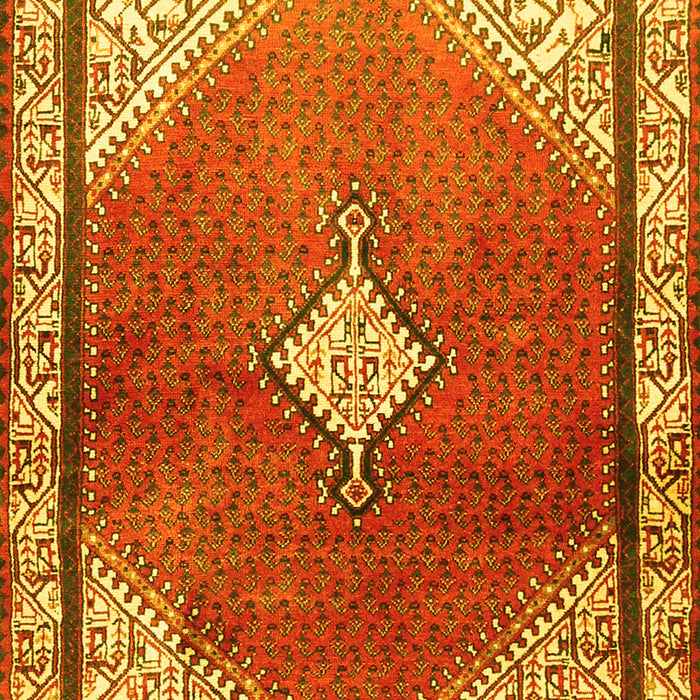 Machine Washable Medallion Yellow Traditional Rug, wshtr2869yw