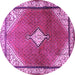 Round Medallion Purple Traditional Rug, tr2869pur