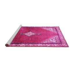 Sideview of Machine Washable Medallion Pink Traditional Rug, wshtr2869pnk