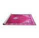 Sideview of Machine Washable Medallion Pink Traditional Rug, wshtr2869pnk