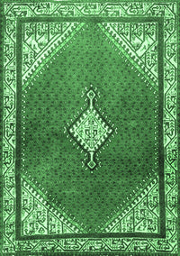 Medallion Emerald Green Traditional Rug, tr2869emgrn