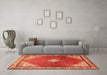 Machine Washable Medallion Orange Traditional Area Rugs in a Living Room, wshtr2869org