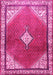 Machine Washable Medallion Pink Traditional Rug, wshtr2869pnk