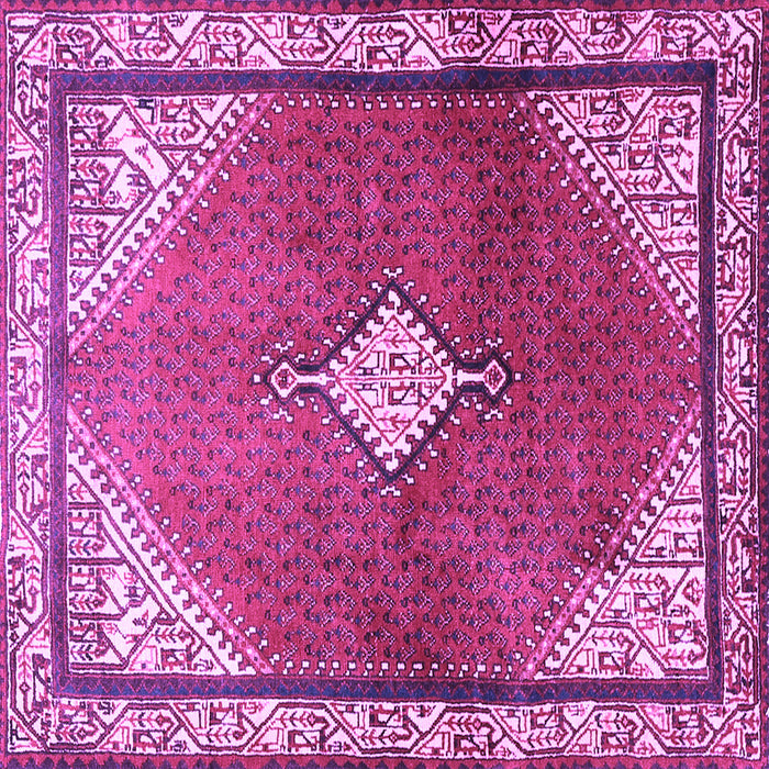 Square Machine Washable Medallion Purple Traditional Area Rugs, wshtr2869pur