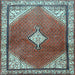 Square Medallion Light Blue Traditional Rug, tr2869lblu