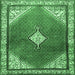 Square Medallion Emerald Green Traditional Rug, tr2869emgrn