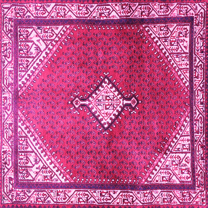 Square Machine Washable Medallion Pink Traditional Rug, wshtr2869pnk