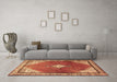 Machine Washable Medallion Brown Traditional Rug in a Living Room,, wshtr2869brn