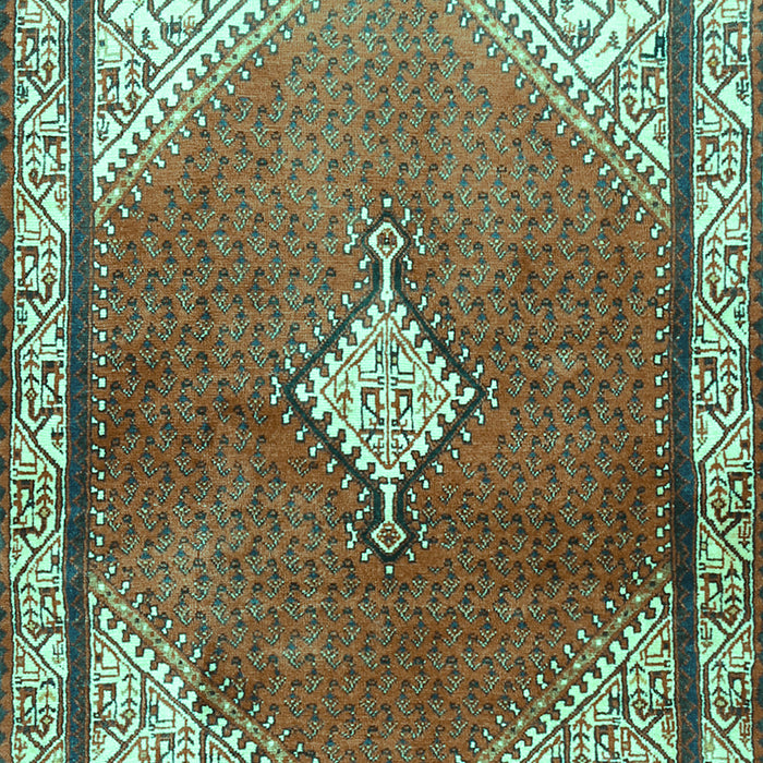 Machine Washable Medallion Turquoise Traditional Area Rugs, wshtr2869turq