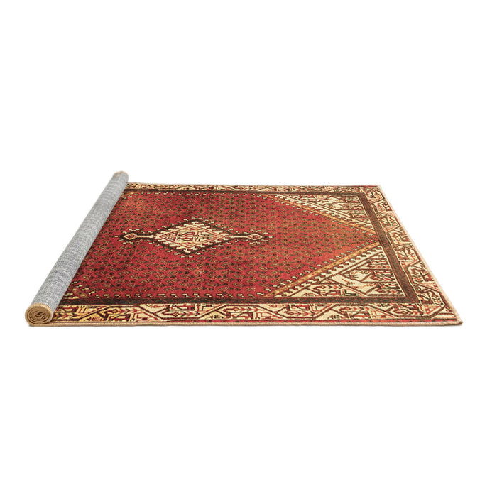 Sideview of Machine Washable Medallion Brown Traditional Rug, wshtr2869brn