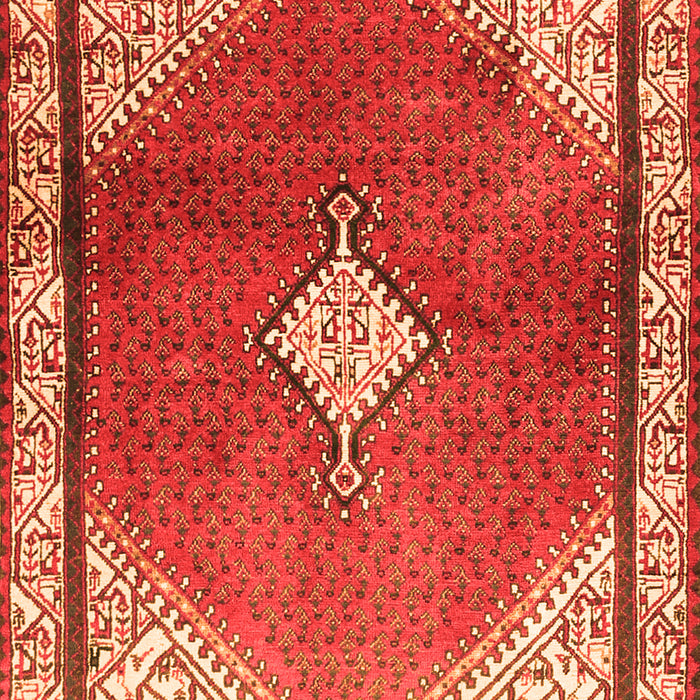 Serging Thickness of Machine Washable Medallion Orange Traditional Area Rugs, wshtr2869org