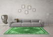 Machine Washable Medallion Emerald Green Traditional Area Rugs in a Living Room,, wshtr2869emgrn