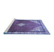 Sideview of Machine Washable Medallion Blue Traditional Rug, wshtr2869blu