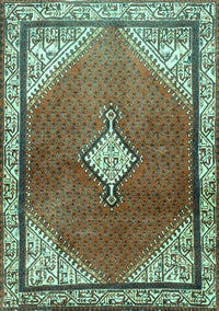 Medallion Turquoise Traditional Rug, tr2869turq