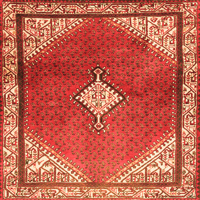 Serging Thickness of Medallion Orange Traditional Rug, tr2869org