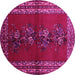 Round Persian Pink Traditional Rug, tr286pnk