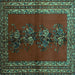 Square Machine Washable Persian Turquoise Traditional Area Rugs, wshtr286turq