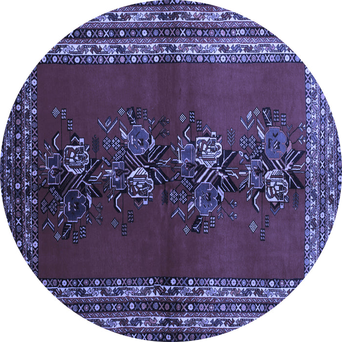 Round Machine Washable Persian Blue Traditional Rug, wshtr286blu