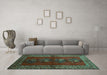 Machine Washable Persian Turquoise Traditional Area Rugs in a Living Room,, wshtr286turq