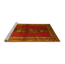 Sideview of Machine Washable Persian Yellow Traditional Rug, wshtr286yw