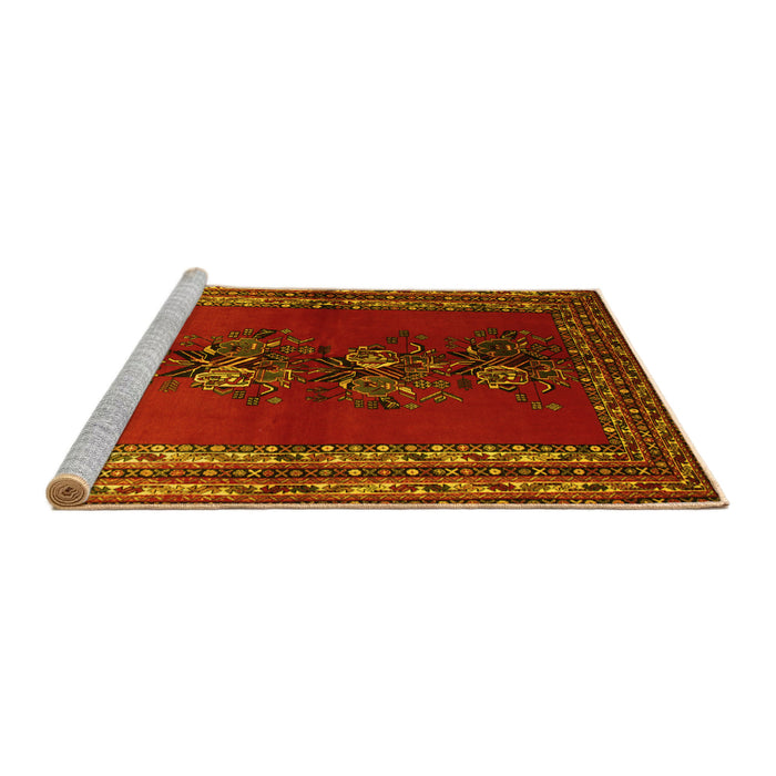 Sideview of Machine Washable Persian Yellow Traditional Rug, wshtr286yw