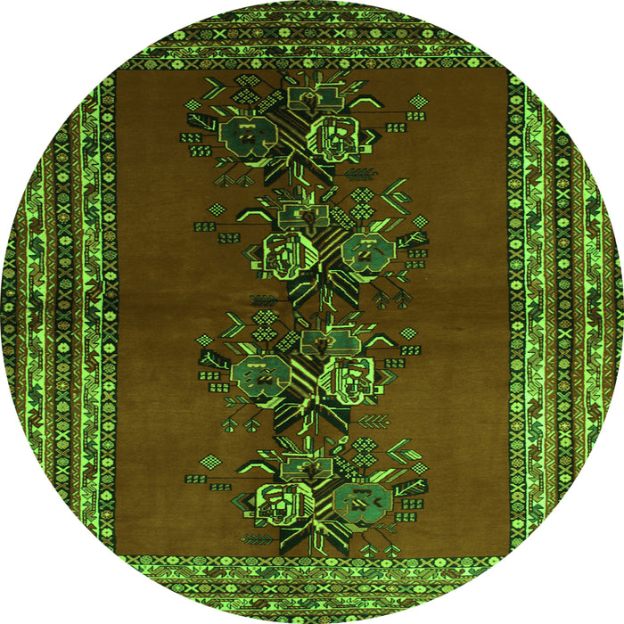 Square Persian Green Traditional Rug, tr286grn