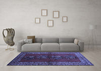 Machine Washable Persian Blue Traditional Rug, wshtr286blu