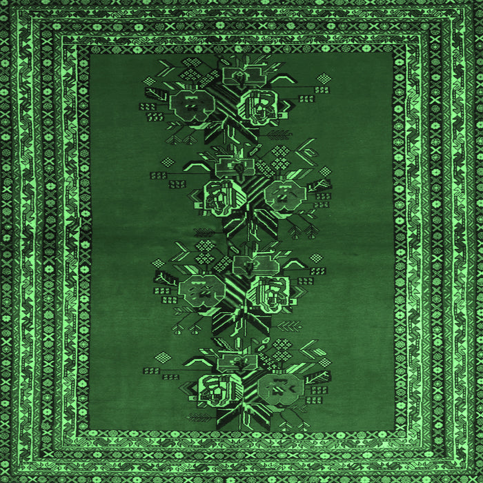 Square Machine Washable Persian Emerald Green Traditional Area Rugs, wshtr286emgrn