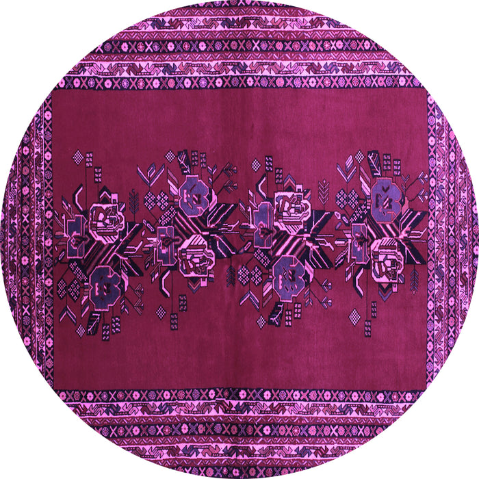 Round Persian Purple Traditional Rug, tr286pur