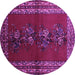 Round Persian Purple Traditional Rug, tr286pur